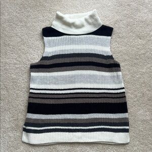 Abercrombie & Fitch Striped Turtleneck Sleeveless Sweater